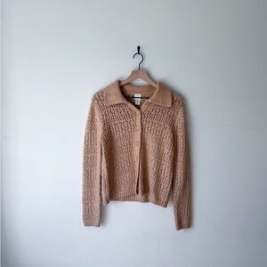 Tan Button Cardigan Sweater